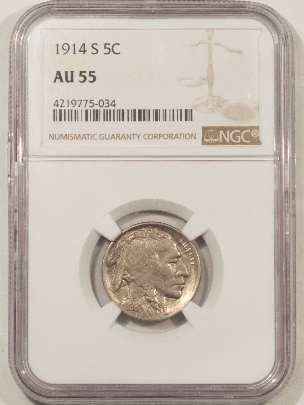 Liberty Nickels 1914-S BUFFALO NICKEL – NGC AU-55 Liberty Nickels 1914-S BUFFALO NICKEL – NGC AU-55