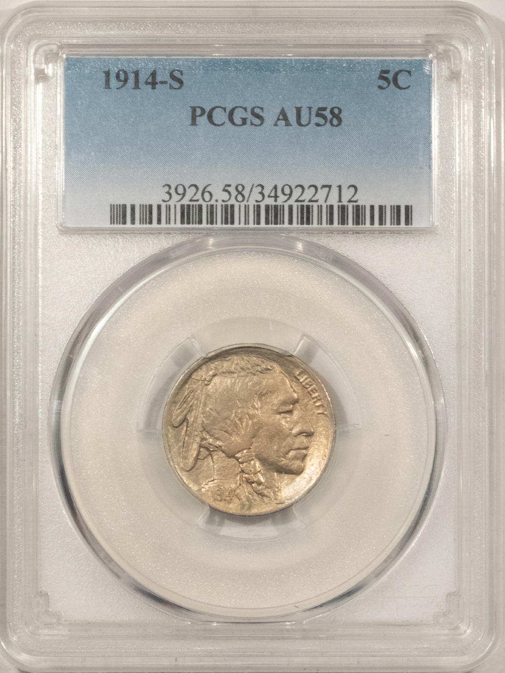 Buffalo Nickels 1914-S BUFFALO NICKEL – PCGS AU-58 Buffalo Nickels 1914-S BUFFALO NICKEL – PCGS AU-58