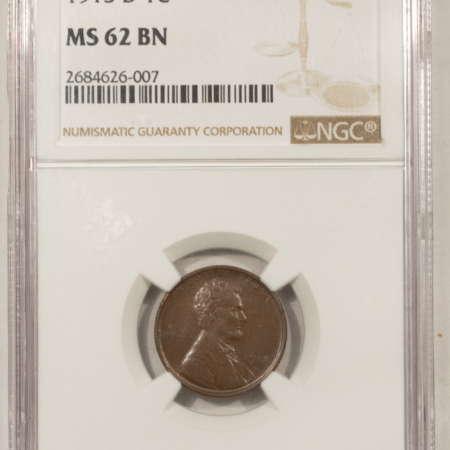 Lincoln Cents (Wheat) 1915-D LINCOLN CENT – NGC MS-62 BN