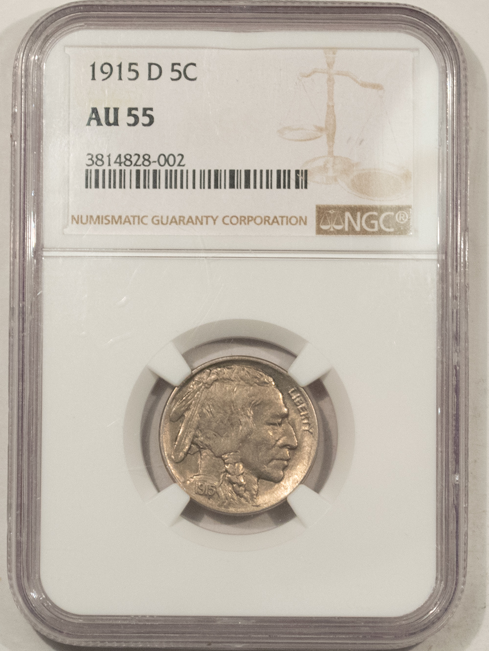 Buffalo Nickels 1915-D BUFFALO NICKEL – NGC AU-55 Buffalo Nickels 1915-D BUFFALO NICKEL – NGC AU-55