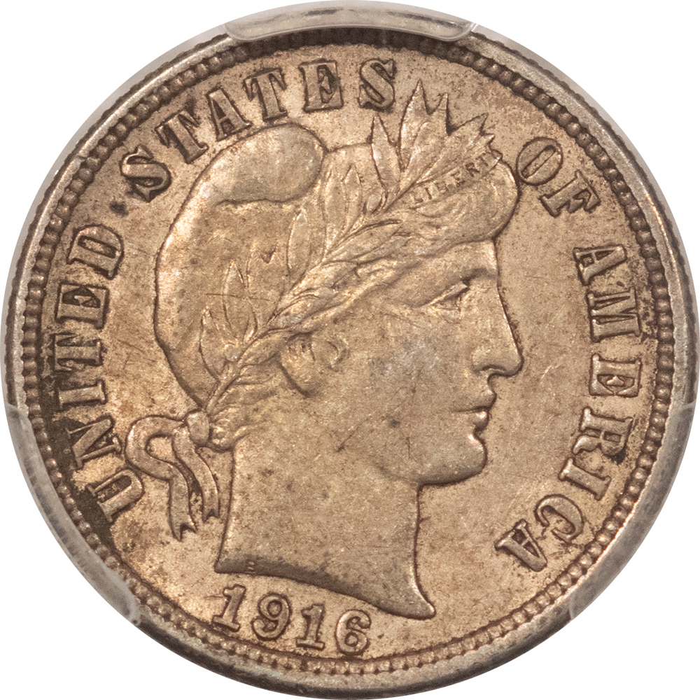 Barber Dimes 1916 BARBER DIME – PCGS AU-55, NICE ORIGINAL! Barber Dimes 1916 BARBER DIME – PCGS AU-55, NICE ORIGINAL!