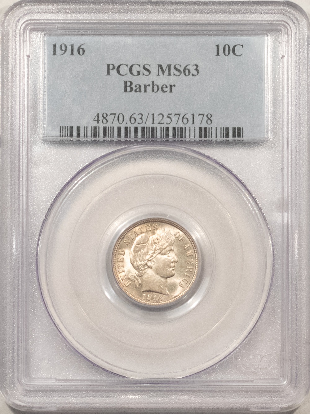 Barber Dimes 1916 BARBER DIME – PCGS MS-63, 64 QUALITY! LUSTROUS & PREMIUM QUALITY! Barber Dimes 1916 BARBER DIME – PCGS MS-63, 64 QUALITY! LUSTROUS & PREMIUM QUALITY!