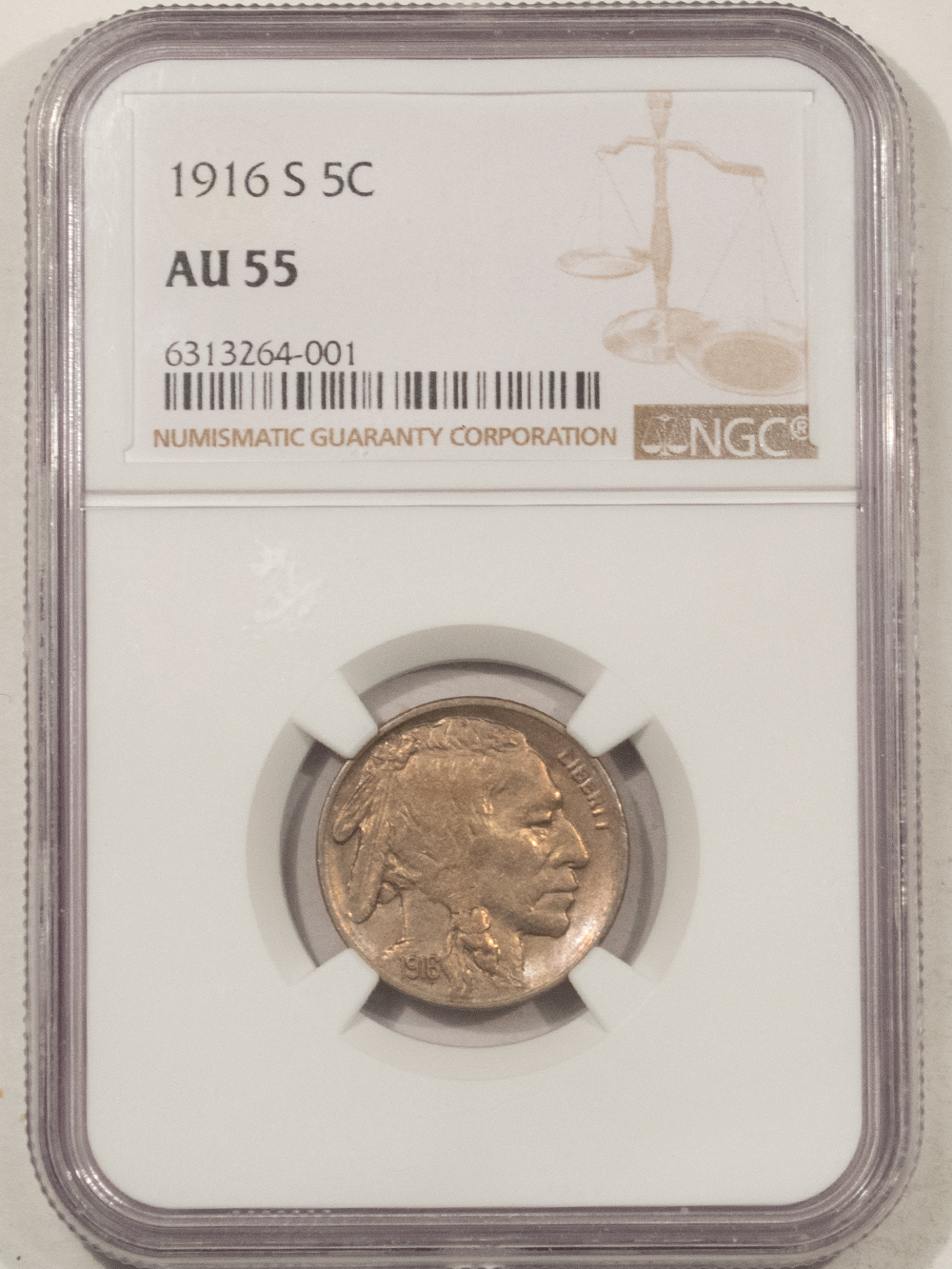 Buffalo Nickels 1916-S BUFFALO NICKEL – NGC AU-55 Buffalo Nickels 1916-S BUFFALO NICKEL – NGC AU-55