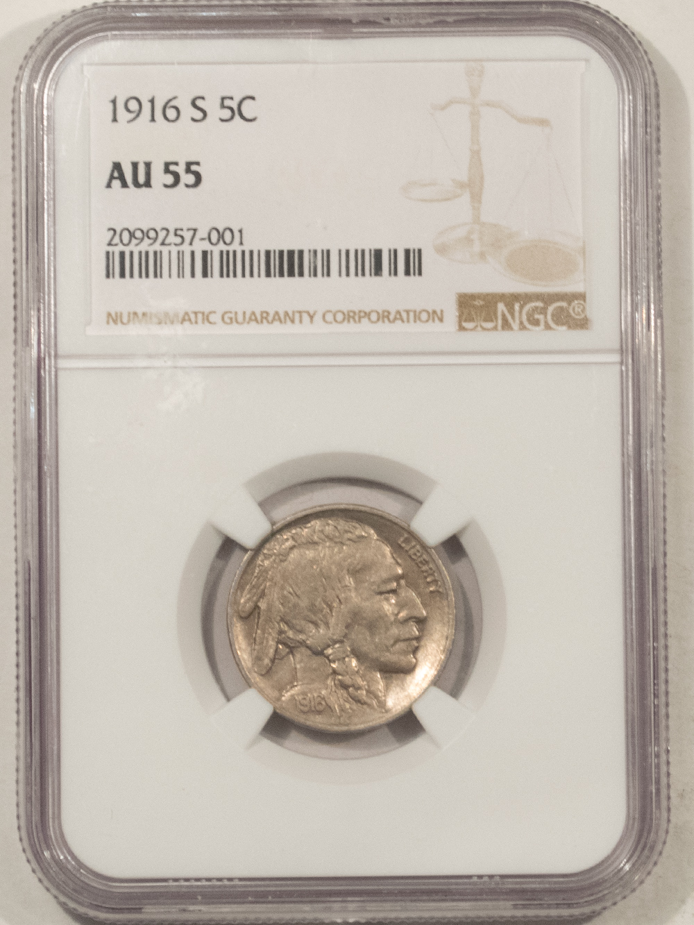 Buffalo Nickels 1916-S BUFFALO NICKEL – NGC AU-55 Buffalo Nickels 1916-S BUFFALO NICKEL – NGC AU-55