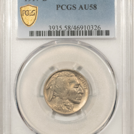 Buffalo Nickels 1917-D BUFFALO NICKEL – PCGS AU-58, TOUGH COIN & PREMIUM QUALITY!
