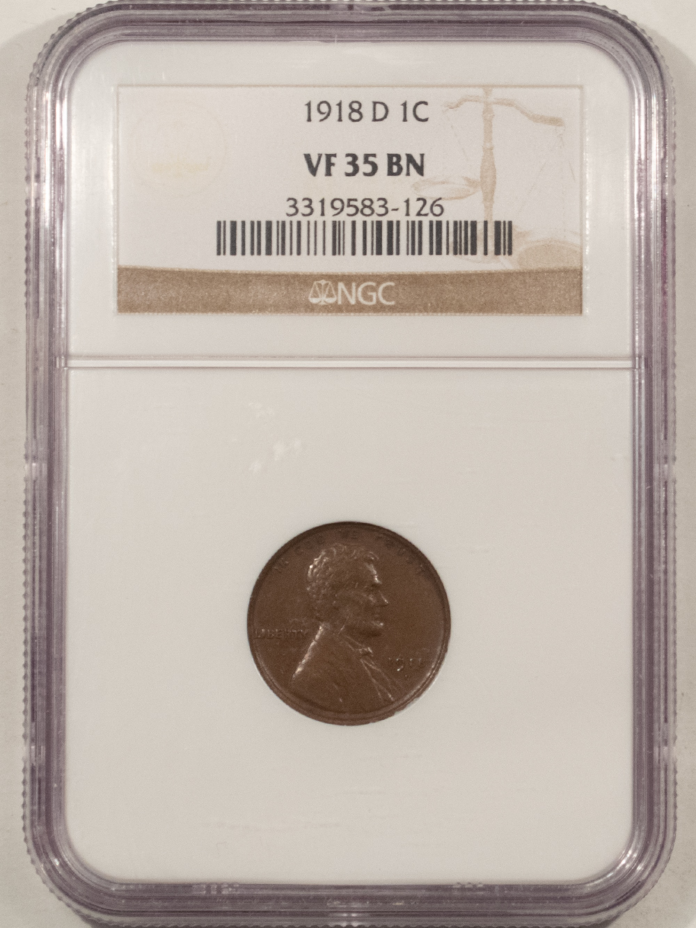 Lincoln Cents (Wheat) 1918-D LINCOLN CENT – NGC VF-35 BN Lincoln Cents (Wheat) 1918-D LINCOLN CENT – NGC VF-35 BN