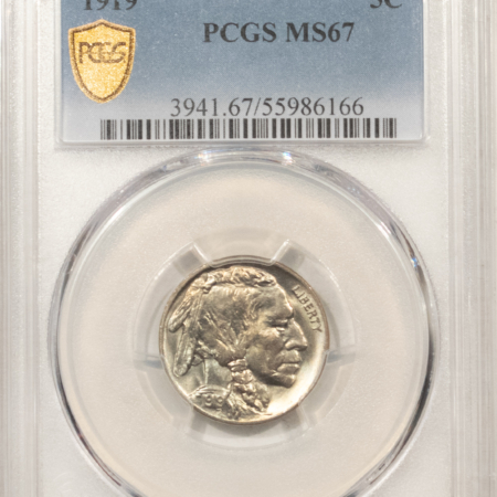 Buffalo Nickels 1919 BUFFALO NICKEL – PCGS MS-67, SUPERB GEM! SCARCE & LOW POPULATION