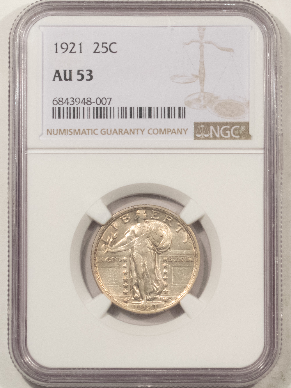 New Certified Coins 1921 STANDING LIBERTY QUARTER – NGC AU-53, LUSTROUS & ATTRACTIVE! New Certified Coins 1921 STANDING LIBERTY QUARTER – NGC AU-53, LUSTROUS & ATTRACTIVE!