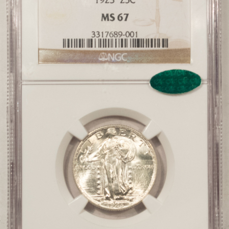 CAC Approved Coins 1923 STANDING LIBERTY QUARTER – NGC MS-67, BLAZING WHITE, SUPERB! CAC APPROVED!