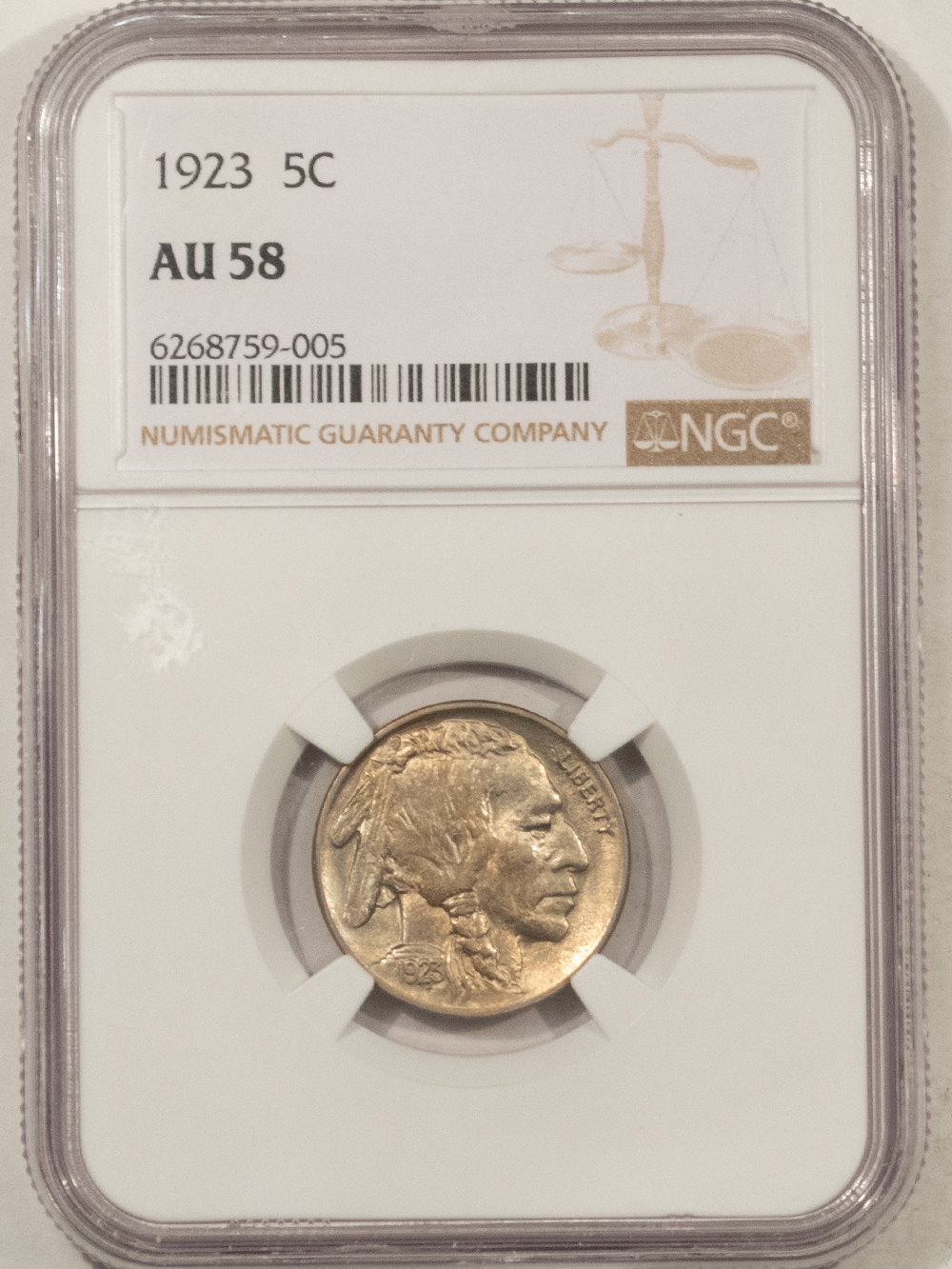 Buffalo Nickels 1923 BUFFALO NICKEL – NGC AU-58 Buffalo Nickels 1923 BUFFALO NICKEL – NGC AU-58