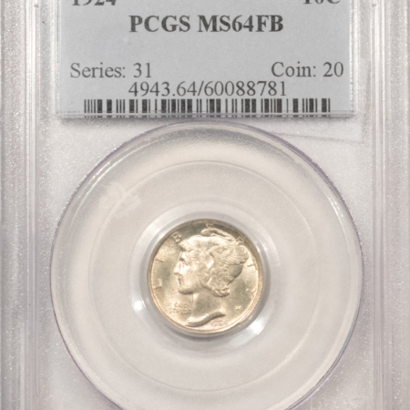 Dimes 1924 MERCURY DIME – PCGS MS-64 FB FRESH & LOOKS GEM!