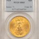 $20 1924 $20 ST GAUDENS GOLD DOUBLE EAGLE – PCGS GENUINE, LOOKS GEM!