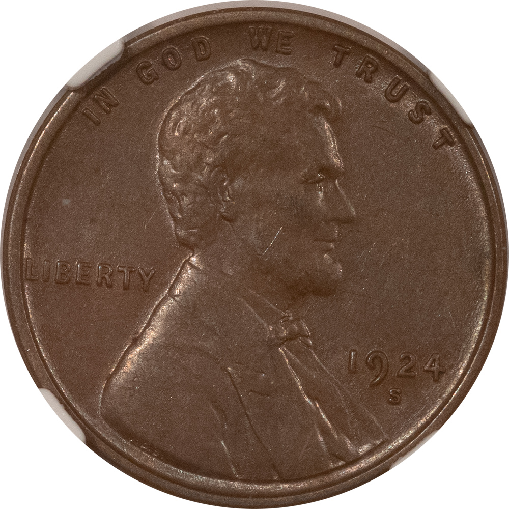 Lincoln Cents (Wheat) 1924-S LINCOLN CENT – NGC AU-58 BN, SCARCE AND LOOKS UNC! Lincoln Cents (Wheat) 1924-S LINCOLN CENT – NGC AU-58 BN, SCARCE AND LOOKS UNC!