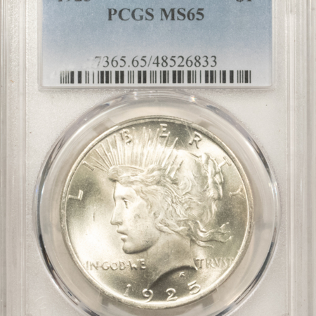 Dollars 1925 $1 PEACE DOLLAR – PCGS MS-65, WHITE GEM!