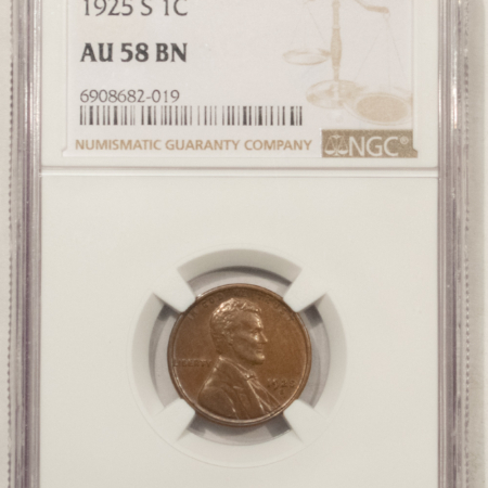 Lincoln Cents (Wheat) 1925-S LINCOLN CENT – NGC AU-58 BN