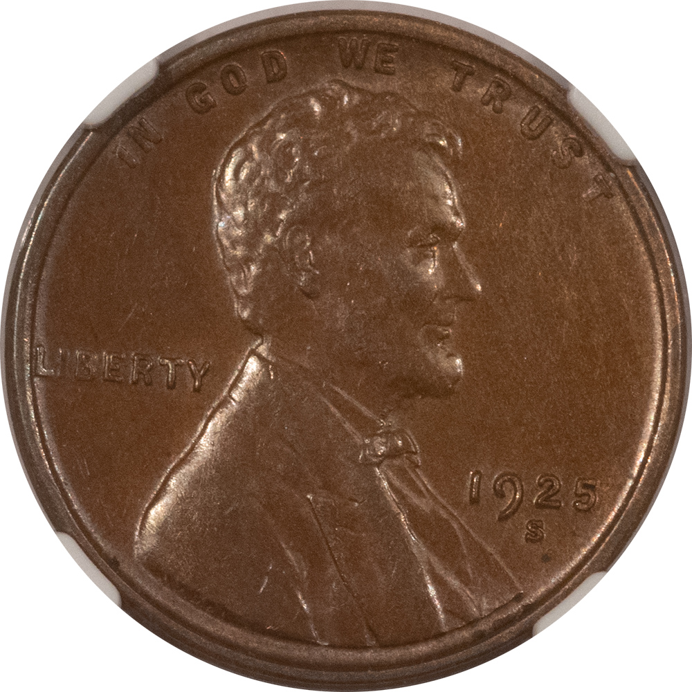 Lincoln Cents (Wheat) 1925-S LINCOLN CENT – NGC AU-58 BN Lincoln Cents (Wheat) 1925-S LINCOLN CENT – NGC AU-58 BN