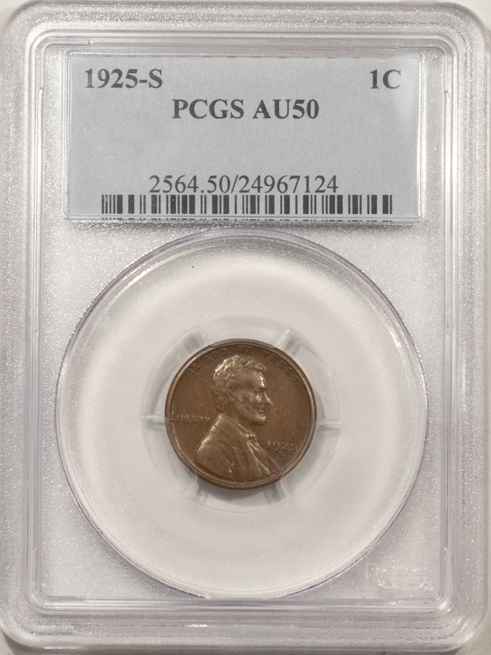 Lincoln Cents (Wheat) 1925-S LINCOLN CENT – PCGS AU-50 Lincoln Cents (Wheat) 1925-S LINCOLN CENT – PCGS AU-50