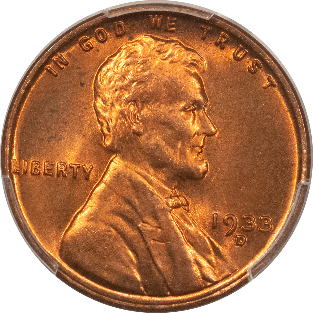Lincoln Cents (Wheat) 1933-D LINCOLN CENT – PCGS MS-65 RD Lincoln Cents (Wheat) 1933-D LINCOLN CENT – PCGS MS-65 RD