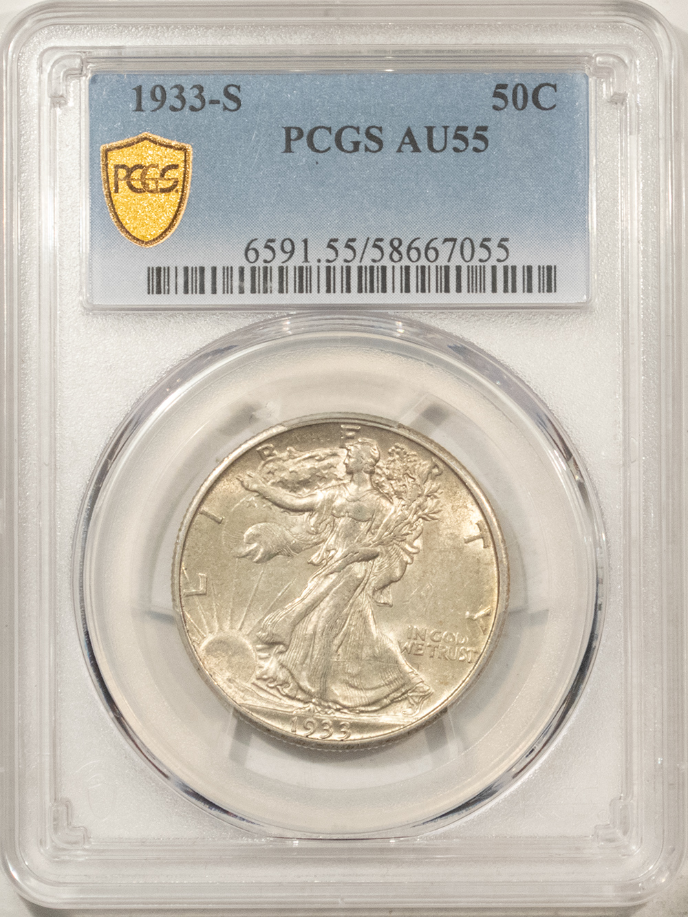 Half Dollars 1933-S WALKING LIBERTY HALF DOLLAR – PCGS AU-55 FRESH & FLASHY Half Dollars 1933-S WALKING LIBERTY HALF DOLLAR – PCGS AU-55 FRESH & FLASHY