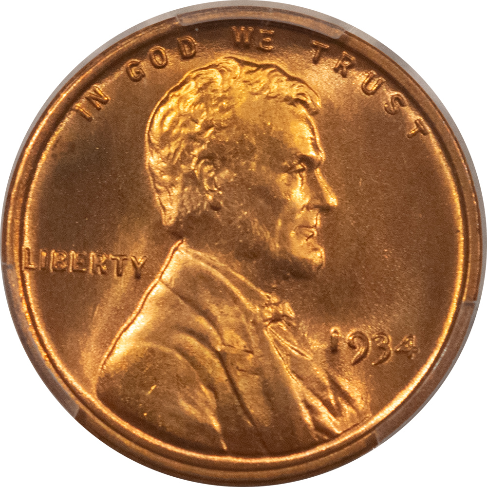 Lincoln Cents (Wheat) 1934 LINCOLN CENT – PCGS MS-66 RD, BLAZING RED & SUPERB! Lincoln Cents (Wheat) 1934 LINCOLN CENT – PCGS MS-66 RD, BLAZING RED & SUPERB!