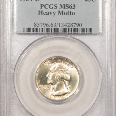 New Certified Coins 1934-D WASHINGTON QUARTER, HEAVY MOTTO – PCGS MS-63
