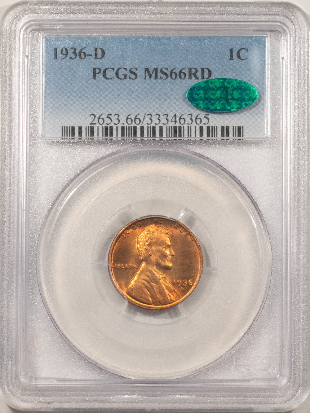 CAC Approved Coins 1936-D LINCOLN CENT – PCGS MS-66 RD, SUPERB & CAC APPROVED! CAC Approved Coins 1936-D LINCOLN CENT – PCGS MS-66 RD, SUPERB & CAC APPROVED!