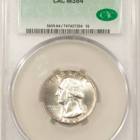 CAC Approved Coins 1940-D WASHINGTON QUARTER – CACG MS-64, PREMIUM QUALITY! CAC APPROVED!