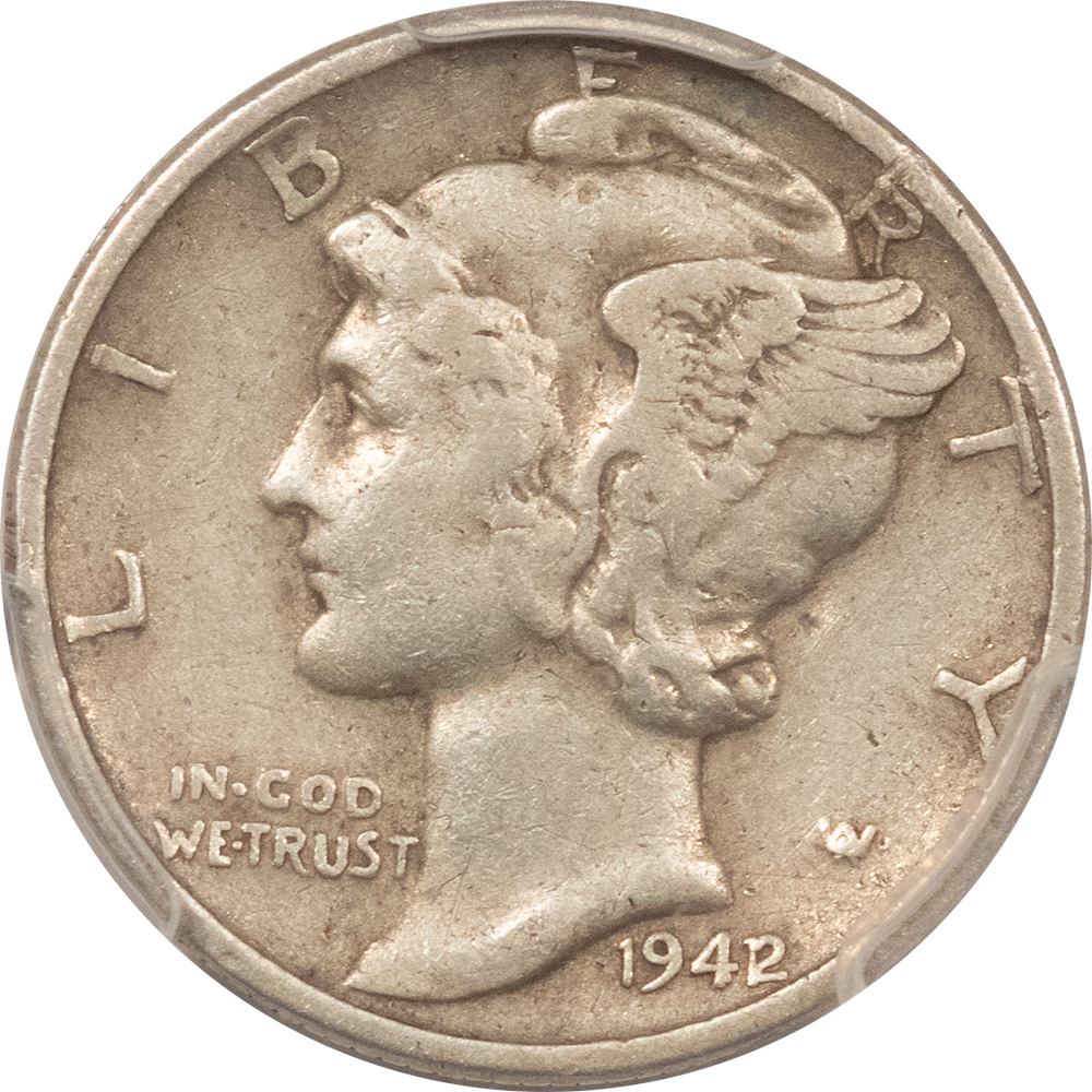 Dimes 1942/1 MERCURY DIME – PCGS VF-30 KEY-DATE, NICE ORIGINAL Dimes 1942/1 MERCURY DIME – PCGS VF-30 KEY-DATE, NICE ORIGINAL