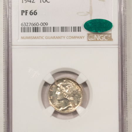 CAC Approved Coins 1942 PROOF MERCURY DIME – NGC PF-66, 67+ QUALITY! PREMIUM QUALITY! CAC APPROVED!