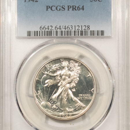 Half Dollars 1942 PROOF WALKING LIBERTY HALF DOLLAR – PCGS PR-64 FLASHY