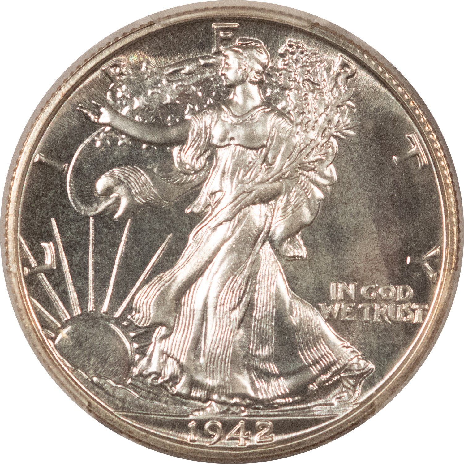 Half Dollars 1942 PROOF WALKING LIBERTY HALF DOLLAR – PCGS PR-65 FRESH WHITE GEM! Half Dollars 1942 PROOF WALKING LIBERTY HALF DOLLAR – PCGS PR-65 FRESH WHITE GEM!