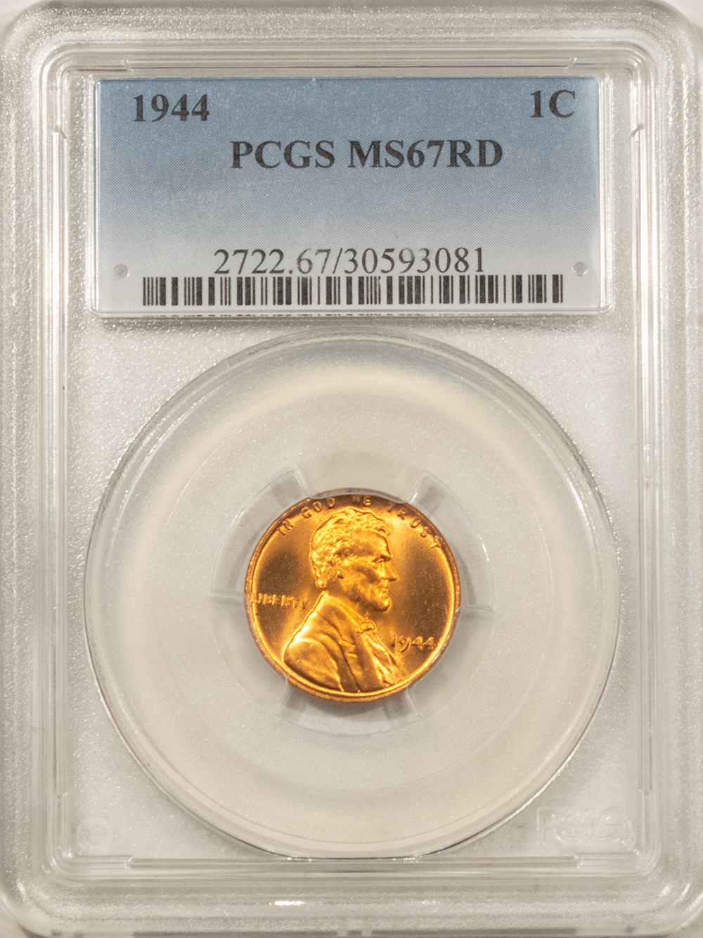 Lincoln Cents (Wheat) 1944 LINCOLN CENT – PCGS MS-67 RD, PRETTY & PREMIUM QUALITY! Lincoln Cents (Wheat) 1944 LINCOLN CENT – PCGS MS-67 RD, PRETTY & PREMIUM QUALITY!