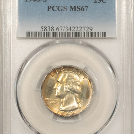 New Certified Coins 1948-S WASHINGTON QUARTER – PCGS MS-67, SUPERB GEM!