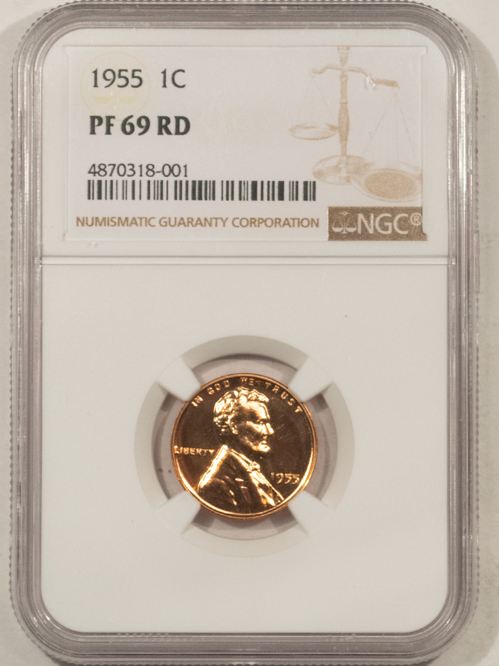 Lincoln Cents (Wheat) 1955 PROOF LINCOLN CENT – NGC PF-69 RD, VIRTUALLY PERFECT! Lincoln Cents (Wheat) 1955 PROOF LINCOLN CENT – NGC PF-69 RD, VIRTUALLY PERFECT!