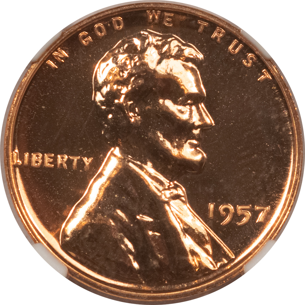 Lincoln Cents (Wheat) 1957 PROOF LINCOLN CENT – NGC PF-69 RD, VIRTUALLY PERFECT! Lincoln Cents (Wheat) 1957 PROOF LINCOLN CENT – NGC PF-69 RD, VIRTUALLY PERFECT!
