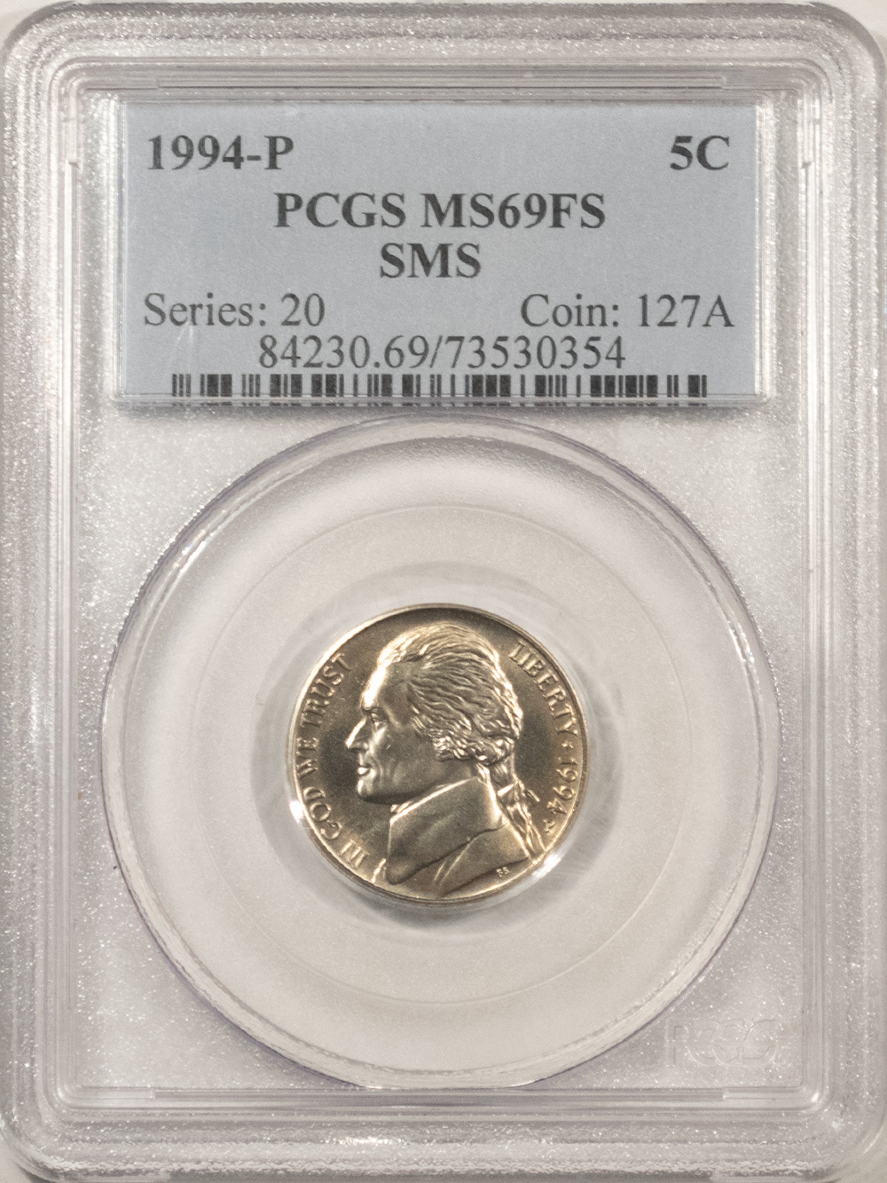 Jefferson Nickels 1994-P JEFFERSON NICKEL, SMS – PCGS MS-69 FS Jefferson Nickels 1994-P JEFFERSON NICKEL, SMS – PCGS MS-69 FS