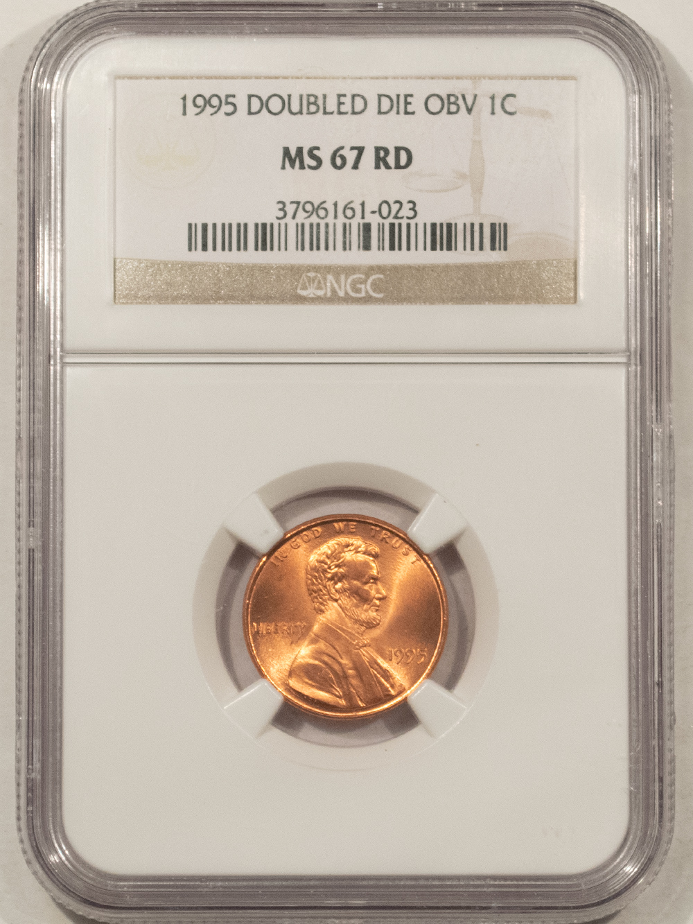 Lincoln Cents (Memorial) 1995 LINCOLN CENT, DOUBLED DIE OBVERSE – NGC MS-67 RD Lincoln Cents (Memorial) 1995 LINCOLN CENT, DOUBLED DIE OBVERSE – NGC MS-67 RD