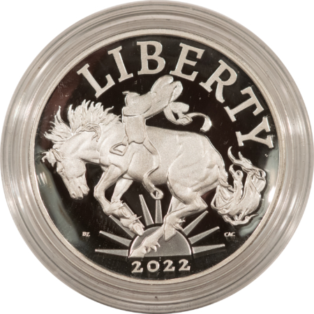 Modern Commems 2022P PROOF AMERICAN LIBERTY SILVER MEDAL BRONCO 1OZ .999 GEM PROOF ORIGINAL PKG