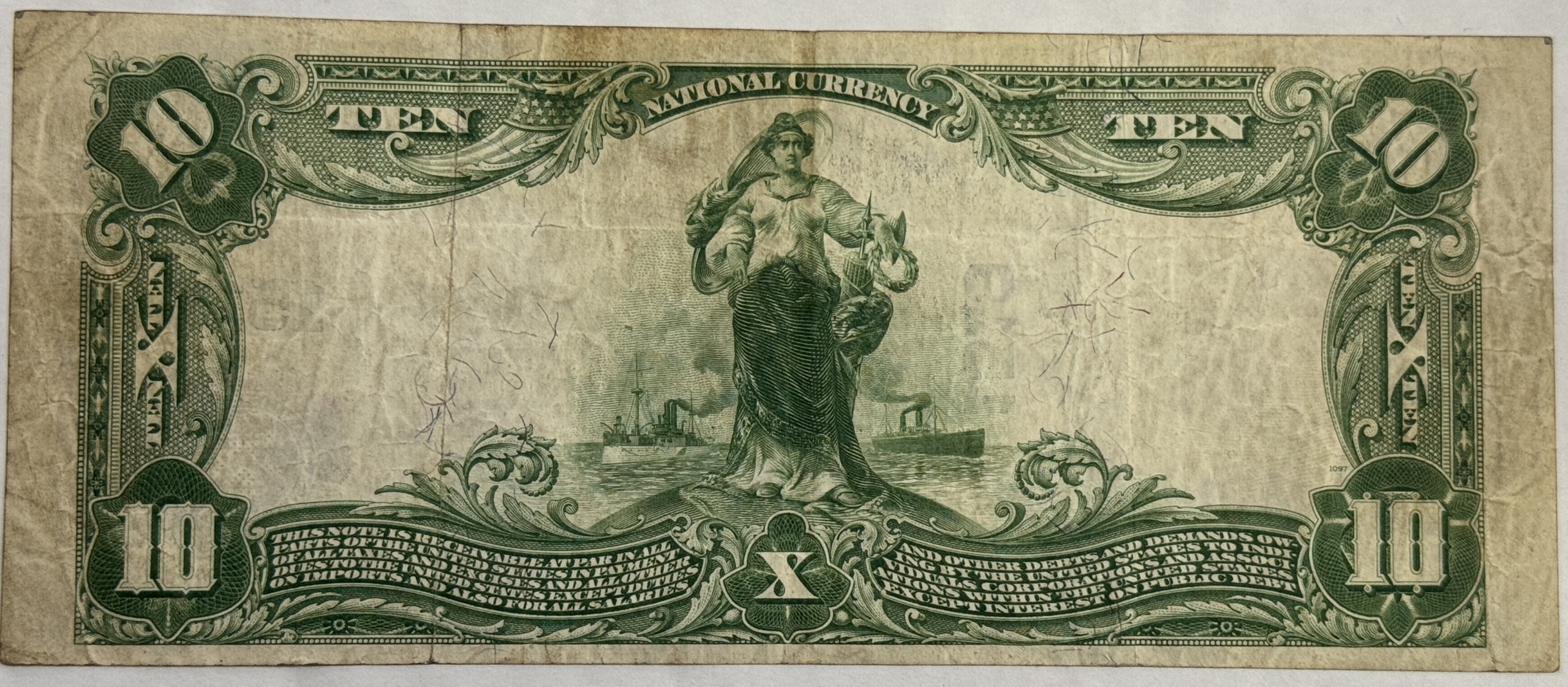 Large National Currency 1902 $10 SECOND NATIONAL BANK CUMBERLAND, MD NATIONAL CURRENCY CHTR 1519 NICE VF Large National Currency 1902 $10 SECOND NATIONAL BANK CUMBERLAND, MD NATIONAL CURRENCY CHTR 1519 NICE VF