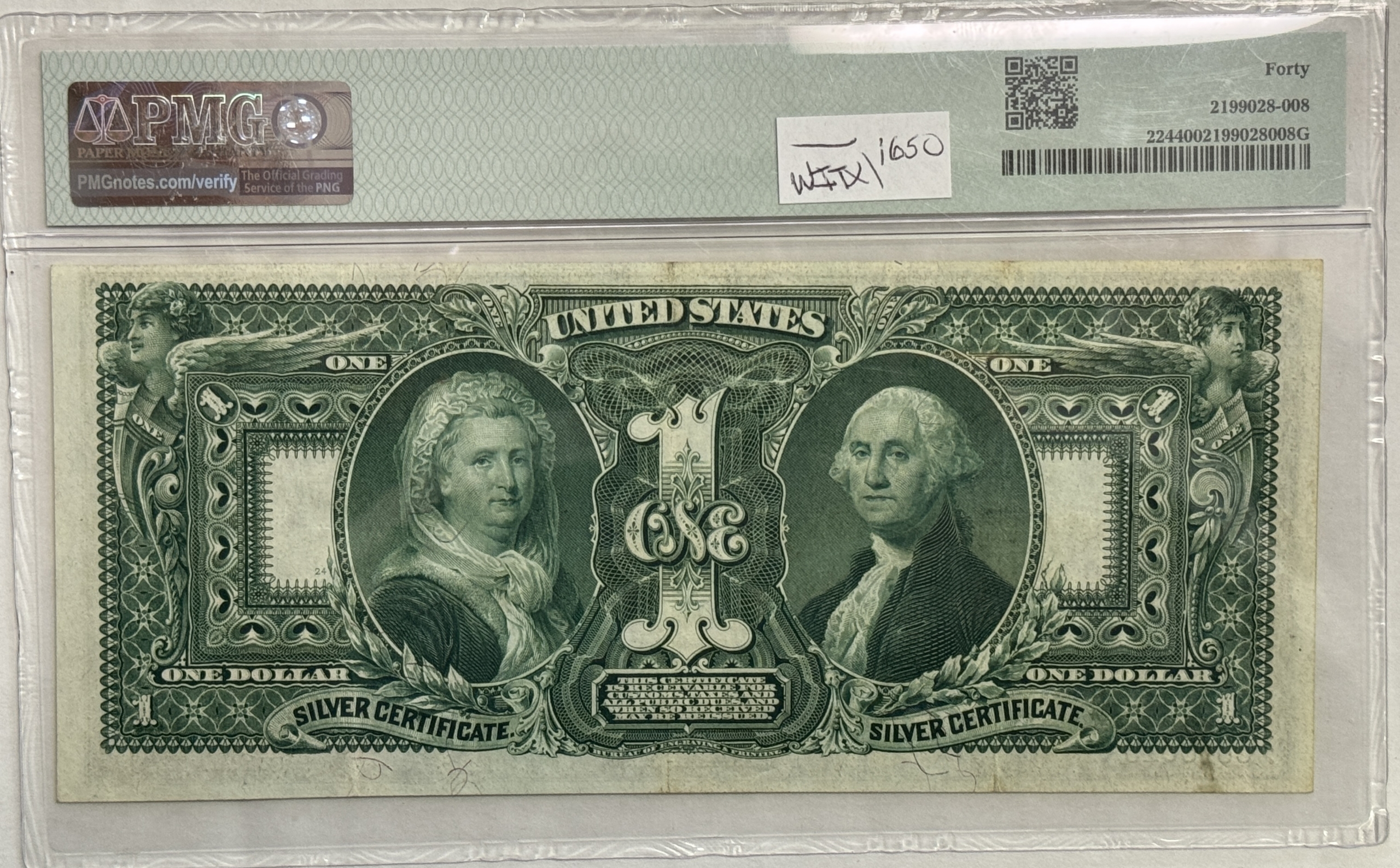 Large Silver Certificates 1896 $1 EDCUATIONAL SILVER CERTIFICATE FR#224 PMG EXTREMLY FINE 40 BRIGHT & NICE Large Silver Certificates 1896 $1 EDCUATIONAL SILVER CERTIFICATE FR#224 PMG EXTREMLY FINE 40 BRIGHT & NICE