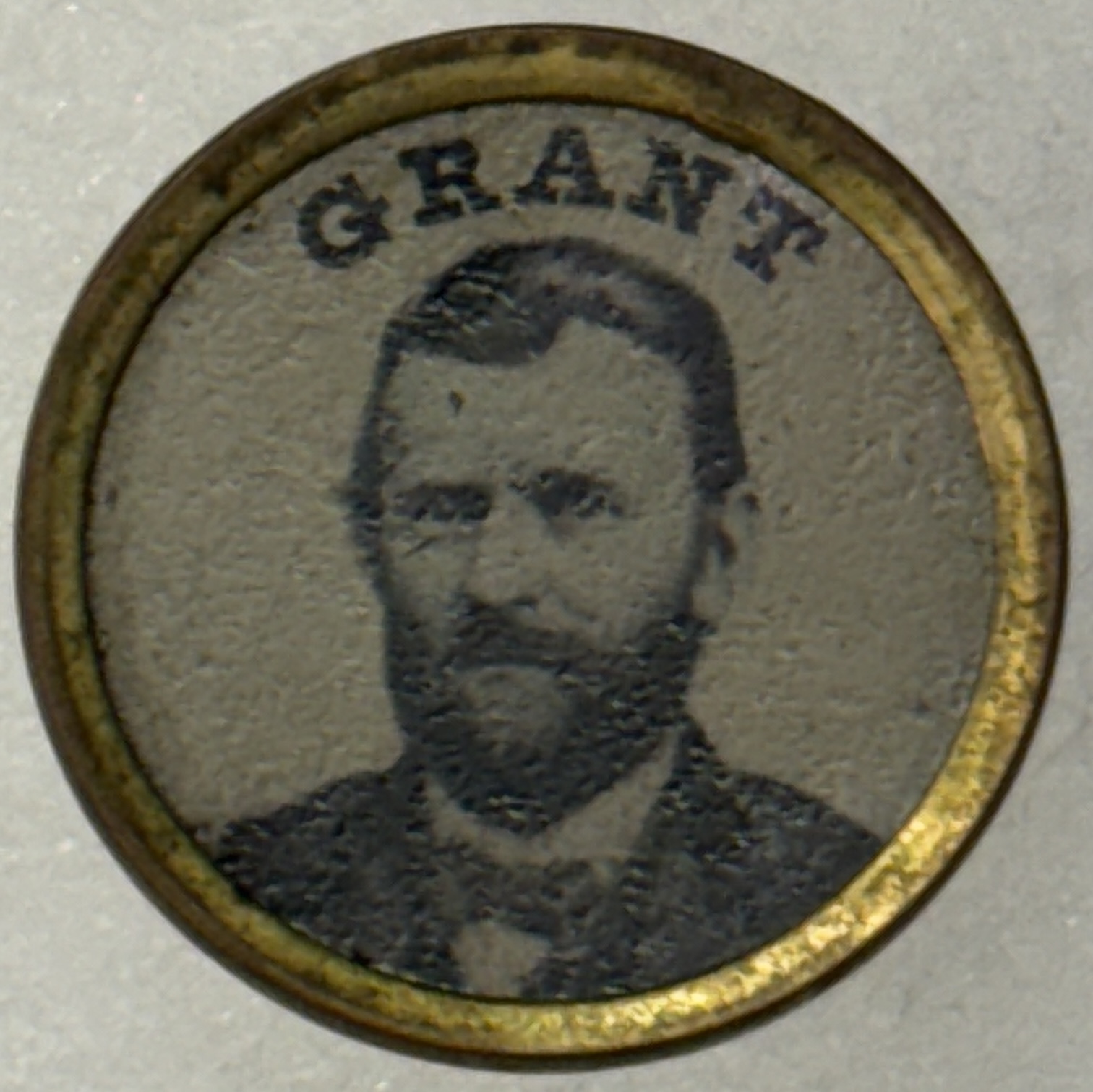 Political 1868 ULYSSES S GRANT 3/4″ FERROTYPE W/STUD BACK CRISP IMAGE, SCARCE! EXC NR MINT Political 1868 ULYSSES S GRANT 3/4″ FERROTYPE W/STUD BACK CRISP IMAGE, SCARCE! EXC NR MINT