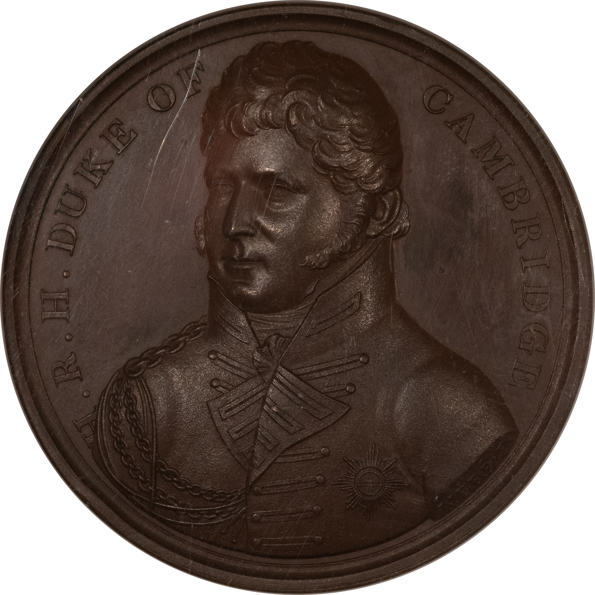 Exonumia 1820 G BRIT HISTORICAL MEDAL BHM-1057 BRONZE DUKE OF CAMBRIDGE, #31 NGC MS-64 BN Exonumia 1820 G BRIT HISTORICAL MEDAL BHM-1057 BRONZE DUKE OF CAMBRIDGE, #31 NGC MS-64 BN