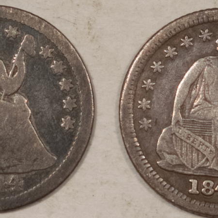 Half Dimes 1844 1844-O LIBERTY SEATED HALF DIMES LOT/2 – LOWER MINTAGE DATES! CIRC W/ISSUES