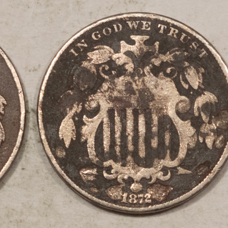 Three Cent Silvers 1852 3CS, 1872 5C, 1882 5C LOT OF 3 CULLS – LOW GRADE, FILLER!
