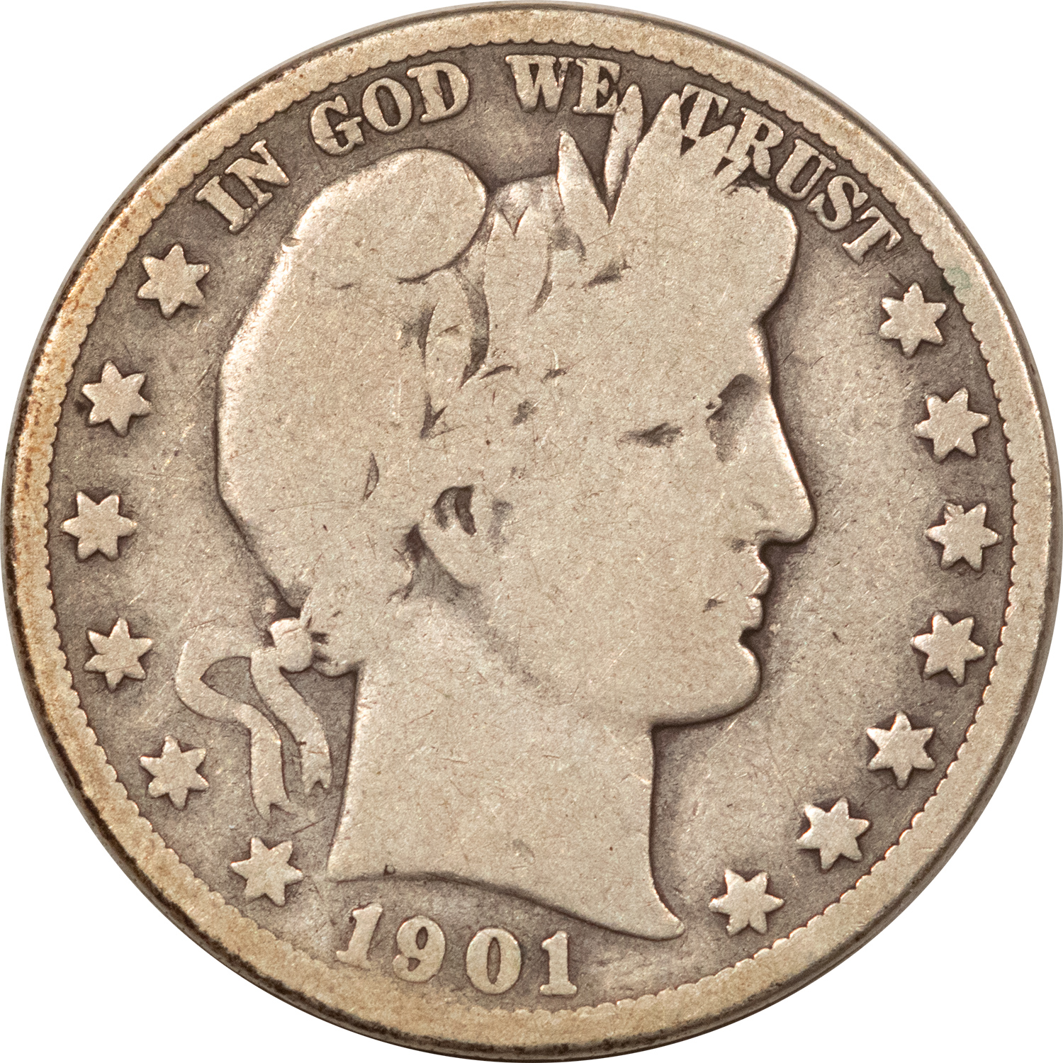 Barber Halves 1901-O BARBER HALF DOLLAR – CIRCULATED! Barber Halves 1901-O BARBER HALF DOLLAR – CIRCULATED!