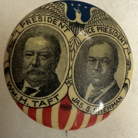 Other Collectibles 1908 TAFT-SHERMAN  1 1/4″ GRAPHIC & RARE JUGATE CELLO CAMPAIGN BUTTON-NEAR MINT!
