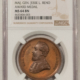 Exonumia (1872) J-PR-14, AE 45mm ULYSSES S. GRANT MEDAL, NGC MS-64 BN; EX-JEFF SHEVLIN