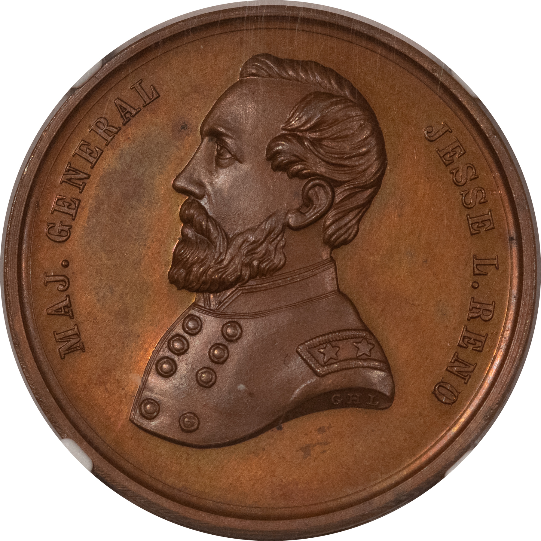 Exonumia UNDATED MAJOR GENERAL JESSE L. RENO AWARD MEDAL, 34mm BRONZE, NGC MS-64 BN! Exonumia UNDATED MAJOR GENERAL JESSE L. RENO AWARD MEDAL, 34mm BRONZE, NGC MS-64 BN!