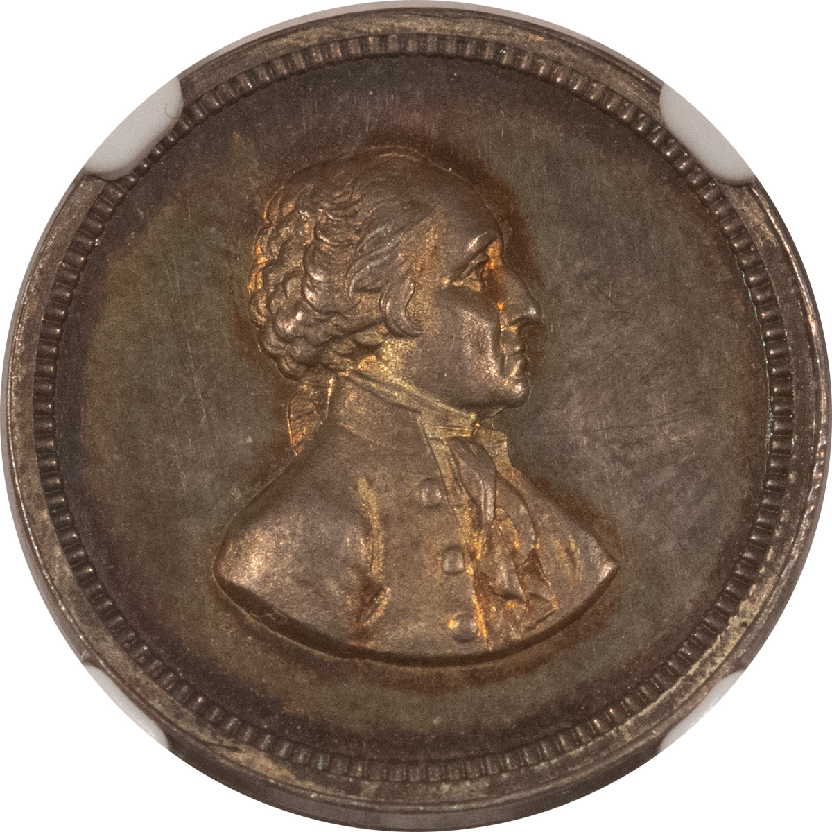 Exonumia UNDATED J-PR-28 AR 18MM WASHINGTON-JACKSON MEDAL – NGC MS-63 Exonumia UNDATED J-PR-28 AR 18MM WASHINGTON-JACKSON MEDAL – NGC MS-63
