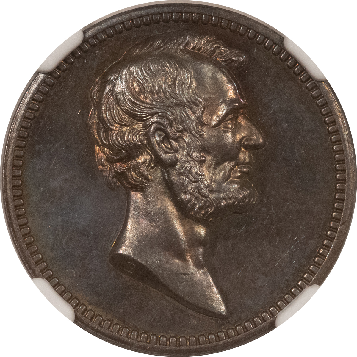 Exonumia UNDATED J-PR-40 AR 26MM LINCOLN-GARFIELD MEDAL – NGC MS-63 Exonumia UNDATED J-PR-40 AR 26MM LINCOLN-GARFIELD MEDAL – NGC MS-63